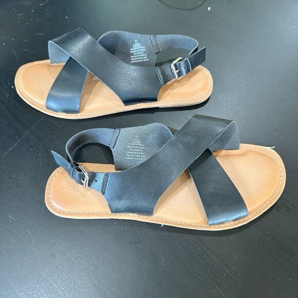 OLD NAVY Faux-Leather Cross-Strap Slingback Sandals Black Size 8.5 - Picture 11 of 15